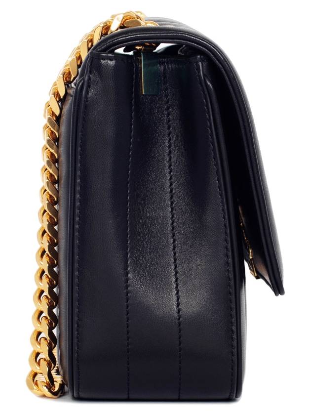 Women's Gold Monogram Big Key Chain Leather Medium Shoulder Bag Black - SAINT LAURENT - BALAAN 4