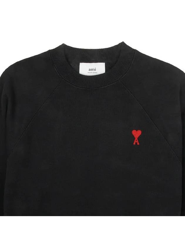 Mini heart embroidery sweatshirt black BFUSW005 747 001 - AMI - BALAAN 3