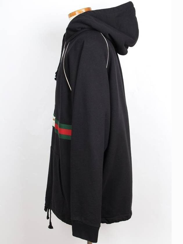 Web Detail Half Zip Up Hoodie Black XL - GUCCI - BALAAN 3