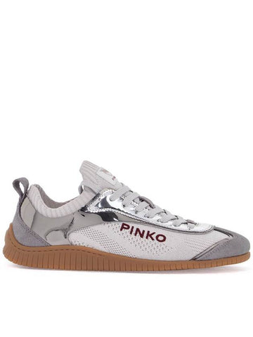 sneaker in silver knit with suede details reby 03 - PINKO - BALAAN 1