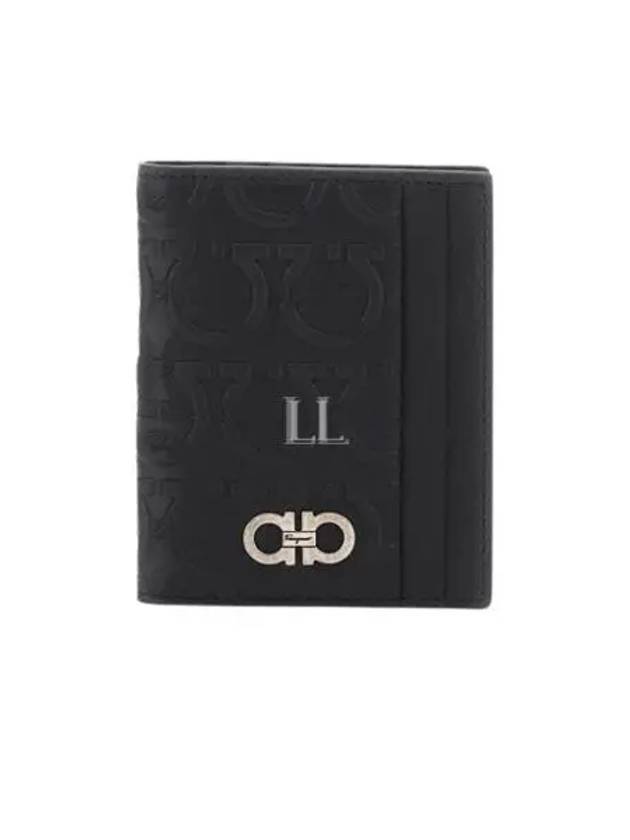 Embossed Logo Flap Gancini Card Wallet Black - SALVATORE FERRAGAMO - BALAAN 2