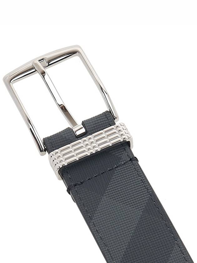 Checked Leather Belt Charcoal - BURBERRY - BALAAN 7