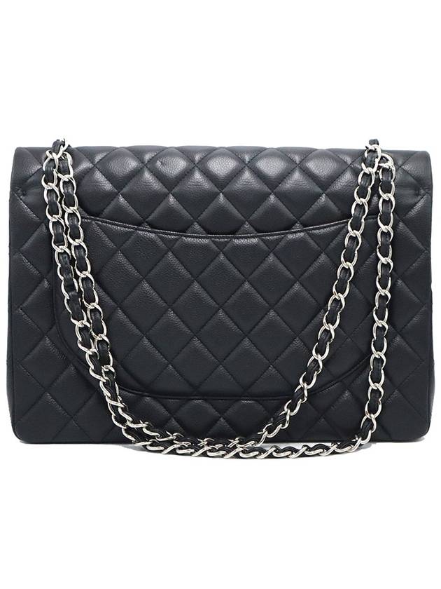 Chanel A58601 Black Caviar Silver Chain Classic Maxi Two Flap Shoulder Bag 14th - CHANEL - BALAAN 4