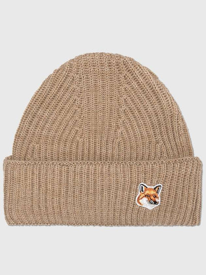 Fox Head Patch Ribbed Beanie Beige - MAISON KITSUNE - BALAAN 2