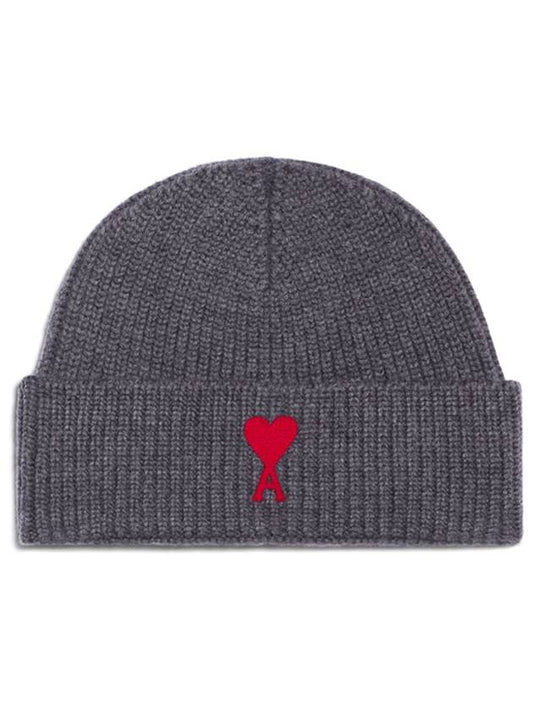 Embroidered Logo Wool Beanie Gray - AMI - BALAAN 2