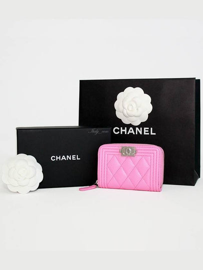 Boy Zip Around Leather Card Wallet Pink - CHANEL - BALAAN 2