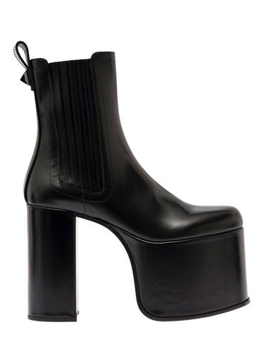 leather ankle middle boots black - VALENTINO - BALAAN 1