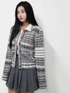 Tartan Check 4 Bar Cardigan Grey - THOM BROWNE - BALAAN 3