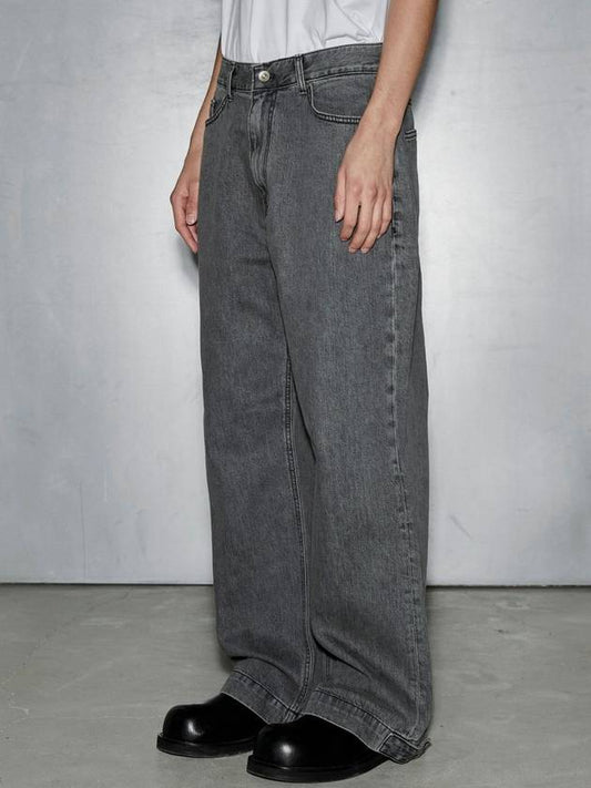 Men's Low Rise Wide Denim Jeans Warm Gray - MUILL - BALAAN 2