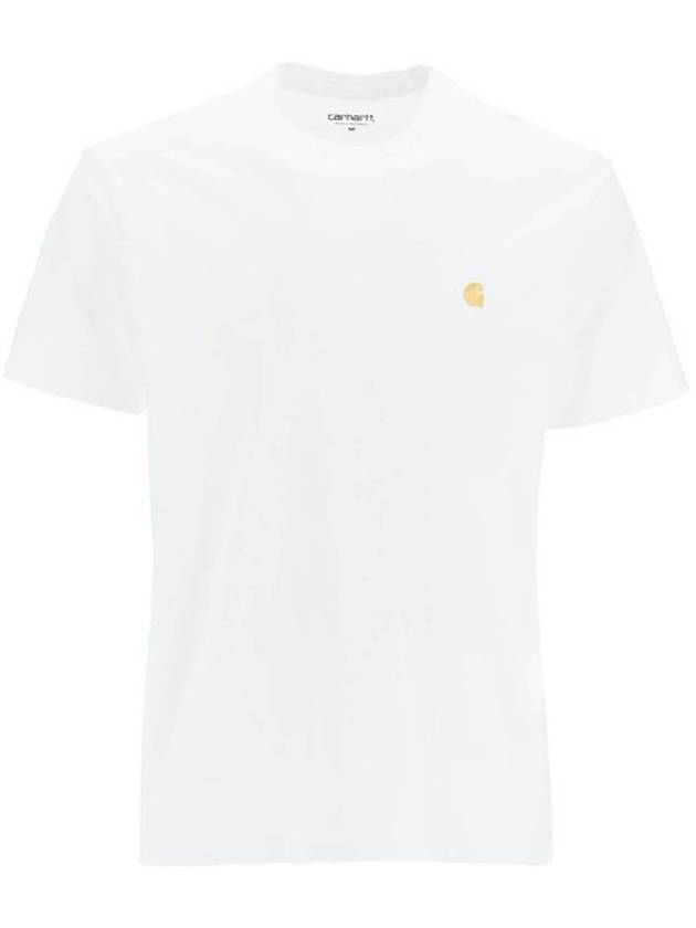 Men's Chase Mini Embroid Logo Short Sleeve T-Shirt White - CARHARTT WIP - BALAAN 2