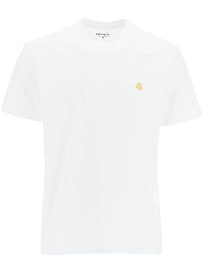 Men's Chase Mini Embroid Logo Short Sleeve T-Shirt White - CARHARTT WIP - BALAAN 2