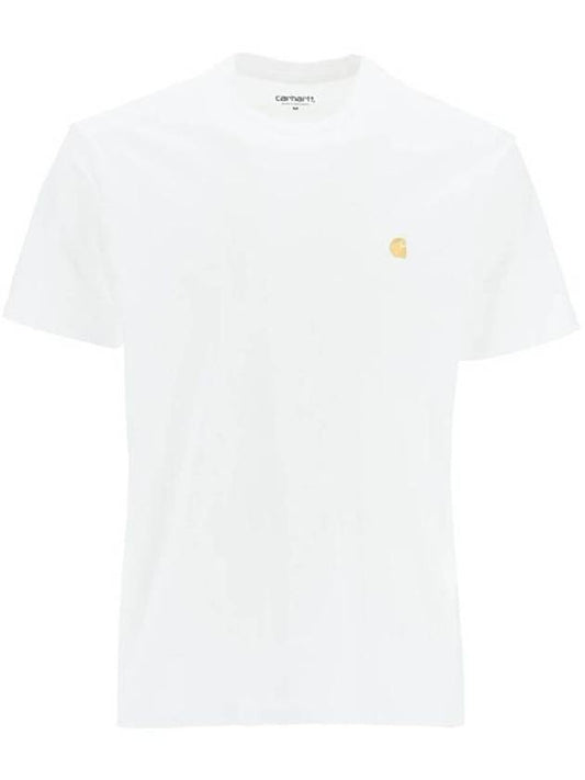 Men's Chase Mini Embroid Logo Short Sleeve T-Shirt White - CARHARTT WIP - BALAAN 2