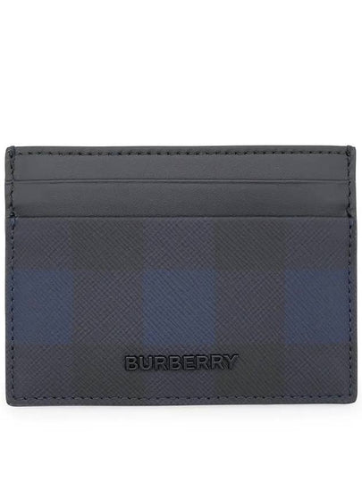 Check Leather Card Wallet Navy - BURBERRY - BALAAN 2