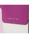 Logo Printed Round Zip Leather Half Wallet Pink - MARNI - BALAAN 7