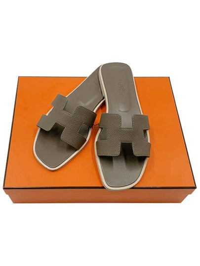 Oran Leather Sandals Etoupe - HERMES - BALAAN 2