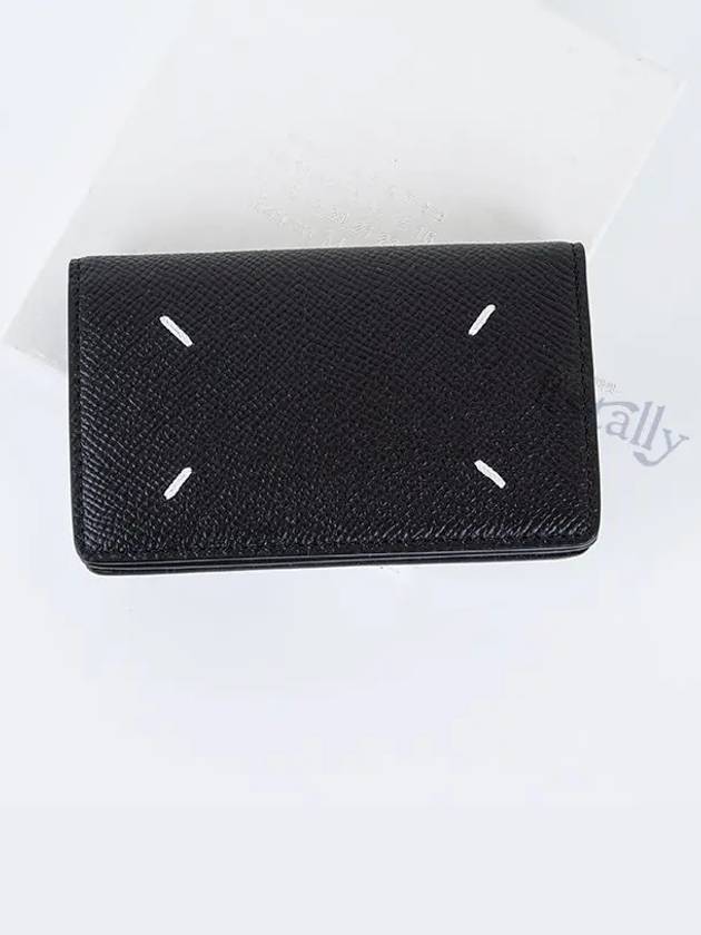 Stitched Leather Card Wallet Black - MAISON MARGIELA - BALAAN 3