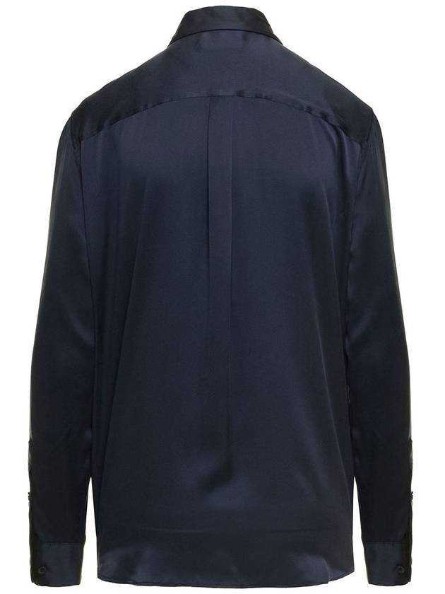 'Signature' Navy Blue Long Sleeves Shirt In Silk Woman Equipment - EQUIPMENT - BALAAN 2