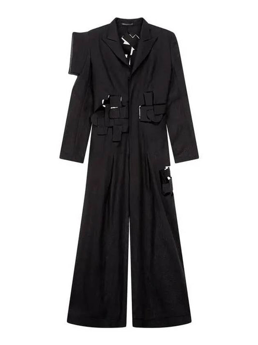 Yohji Yamamoto FEMME Cut Away Hidden Jumpsuit Black - YOHJI YAMAMOTO - BALAAN 1