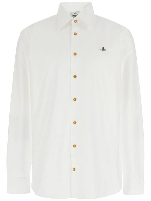 Men's Embroidered ORB Long Sleeve Shirt White - VIVIENNE WESTWOOD - BALAAN 2