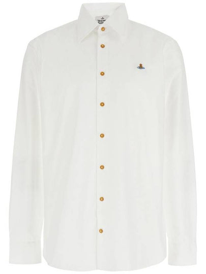 Men's Embroidered ORB Long Sleeve Shirt White - VIVIENNE WESTWOOD - BALAAN 2