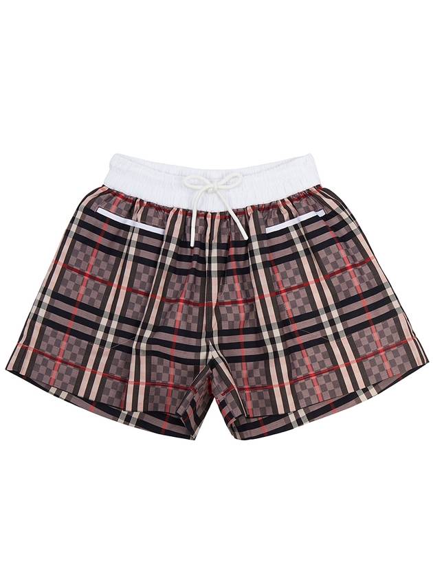 Kids Checkerboard Stretch Jacquard Shorts Pale Rose - BURBERRY - BALAAN 2