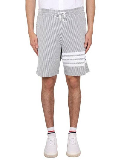 Seersucker Loopback 4-Bar Sweat Shorts Light Grey - THOM BROWNE - BALAAN 2