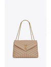 Loulou Matelasse Quilted Y Leather Medium Shoulder Bag Dark Beige - SAINT LAURENT - BALAAN 2