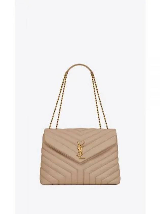 Loulou Matelasse Quilted Y Leather Medium Shoulder Bag Dark Beige - SAINT LAURENT - BALAAN 2