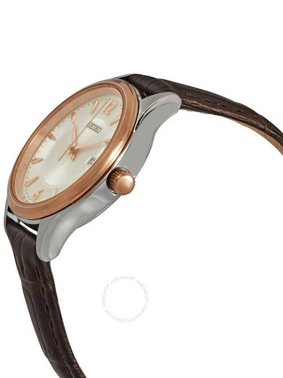 Seiko Noble Quartz Silver Dial Brown Leather Ladies Watch SUR428 - SEIKO - BALAAN 2