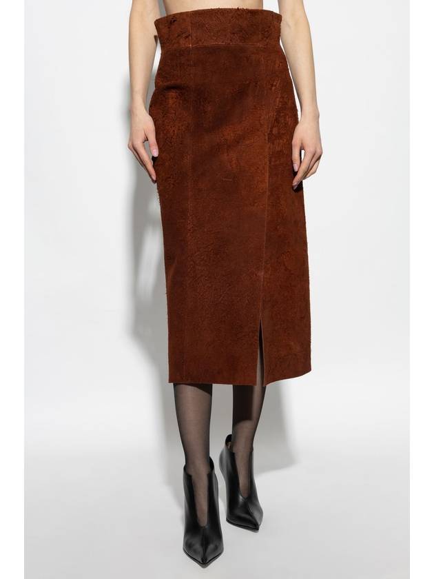 Alexander McQueen Leather Skirt, Women's, Brown - ALEXANDER MCQUEEN - BALAAN 3