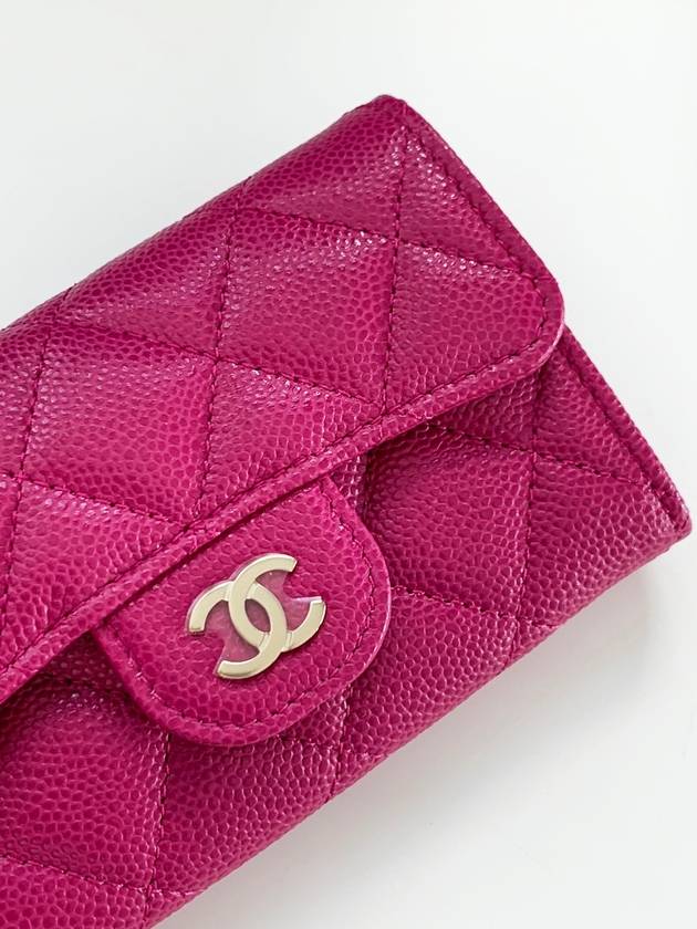 Classic Snap Caviar Card Holder Pink Gold Plated - CHANEL - BALAAN 6