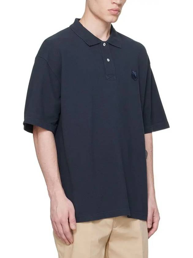 Bold Fox Head Patch Oversized Polo Shirt Navy - MAISON KITSUNE - BALAAN 5