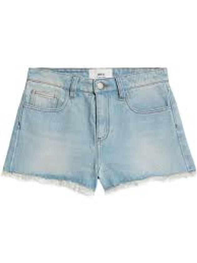 Back Logo Patch Denim Shorts Light Blue - AMI - BALAAN 2