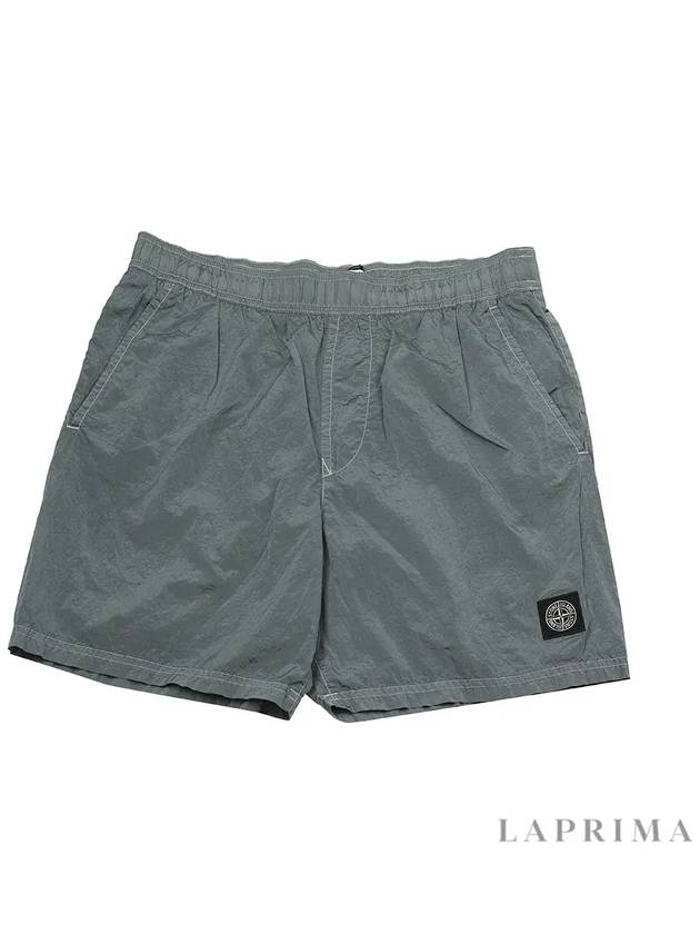 Men's Crinkle Swim Shorts Grey - STONE ISLAND - BALAAN 9