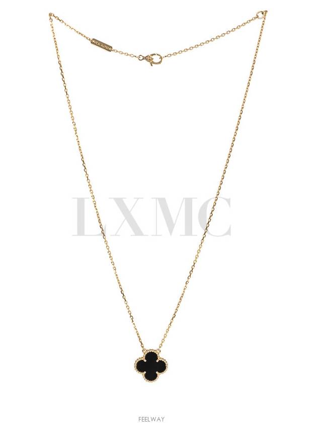 Van Cleef Arpels Alhambra Vintage Pendant Necklace Yellow Gold Onyx - VANCLEEFARPELS - BALAAN 4