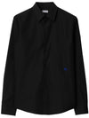 EDK Embroidered Cotton Long Sleeve Shirt Black - BURBERRY - BALAAN 1