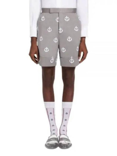 Satin Stitch Anchor Half Drop Shorts Grey - THOM BROWNE - BALAAN 2