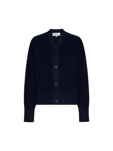 V neck rib cotton cardigan HANASNW1361 DARKESTNAVY - STUDIO NICHOLSON - BALAAN 1