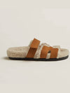 Chiffre Shearling Women s Sandals Natural Ecru - HERMES - BALAAN 3