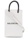 Logo Leather Phone Holder Mini Bag White - BALENCIAGA - BALAAN 1