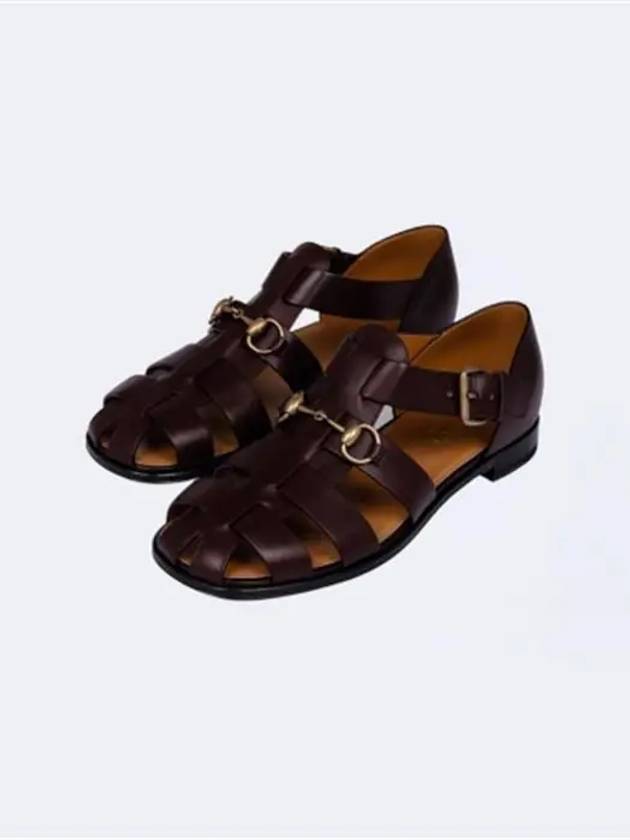 Horsebit Sandals Burgundy - GUCCI - BALAAN 3