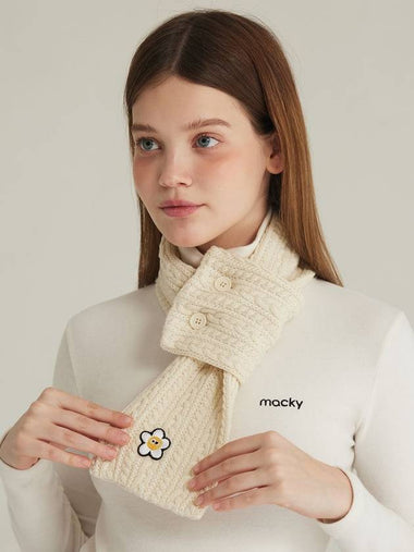 Women s Point Button Knit Muffler Ivory MCWT24NW2IV - MACKY - BALAAN 1