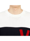V logo bicolor knit top - VALENTINO - BALAAN 7