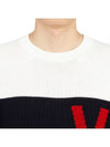 V Logo Bicolor Knit Top White Black - VALENTINO - BALAAN 7