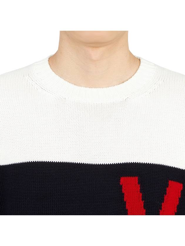 V Logo Bicolor Knit Top White Black - VALENTINO - BALAAN 7