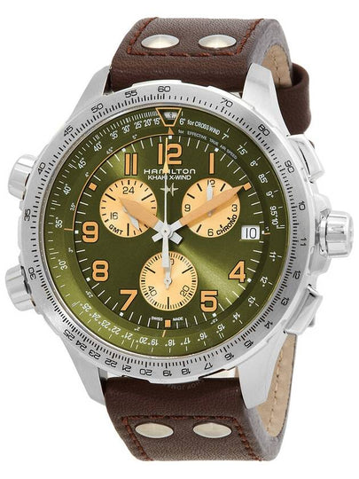 H77932560 Khaki Aviation Xwind GMT Chrono Men's Leather Watch - HAMILTON - BALAAN 2