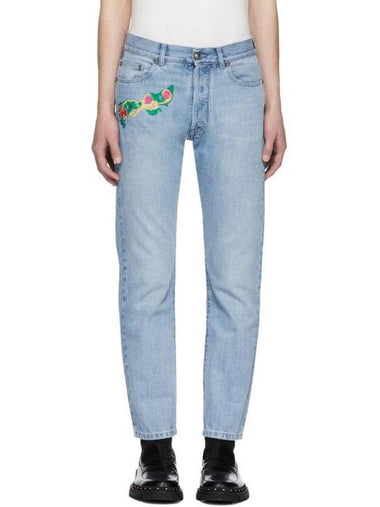 Embroidered Cropped Jeans - VERSACE - BALAAN 1