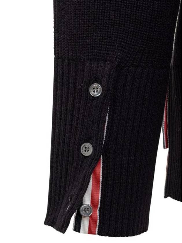 Rib Cuff Hem 4 Bar Virgin Wool Sweater Grey - THOM BROWNE - BALAAN 5