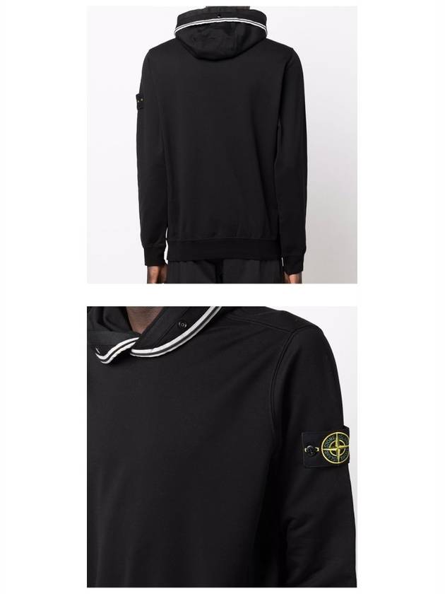 Garment Dyed Cotton Stretch Fleece Hoodie Black - STONE ISLAND - BALAAN 6