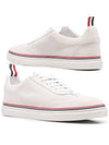 Men's 3 Bar Suede Low Top Sneakers White - THOM BROWNE - BALAAN 2